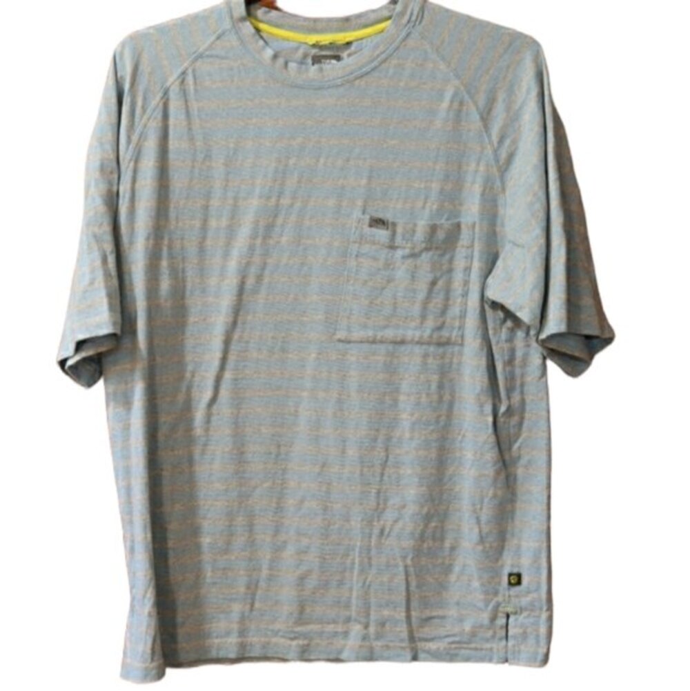 The North Face A5 Blue Striped Pocket Tshirt Small Preppy